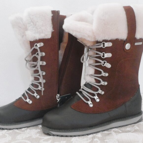 Emu Australia Shoes - Emu Australia genuine leather sheepskin lining boots sz 8 brown- NEW
